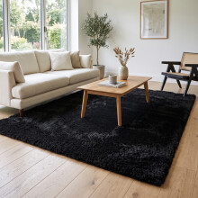 (200cm x 290cm (6ft 8in x 9ft 7in)- Extra Large Area Rug/ Carpet, Black Rugs) Extra Large Shaggy Rugs Living Room Rug Carpet Mat