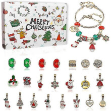 Christmas Advent Calendar Countdown DIY Charm Bracelet Making Kit - 24 Days Bracelets Set (Golden)