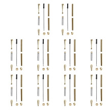 (Gold) 10 Set Slimline Pen Kit 7mm with Refills, Assorted Colors, DIY Wood Turning Lathe Supplies for Crafting Gifts Silver
