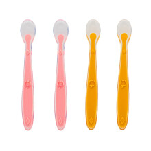 Callowesse Silicone Spoons, Pink & Orange, 4 Pack