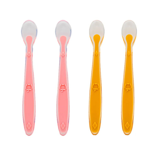 Callowesse Silicone Spoons, Pink & Orange, 4 Pack