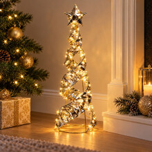 Christmas Tree Cone Light Up Pyramid Decoration Gold 60cm