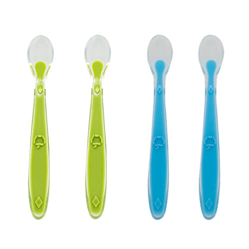 Callowesse Silicone Spoons, Blue & Green, 4 Pack