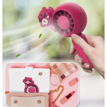 Prenosný USB nabíjateľný malý vreckový ventilátor, žiarivý medveď, nabíjateľný prenosný ventilátor,