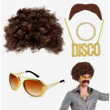 4-delige hippie kostuumaccessoires, disco hippie kostuum uit de jaren 60 en 70, hippie accessoires voor heren, zonnebril ketting compatibel_verrassin