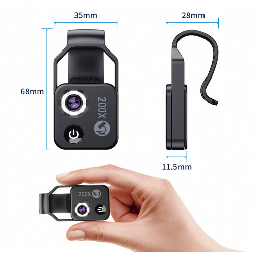 Accessoire pour microscope de téléphone portable grossissant 200x avec lentille, mini microscope nu 1