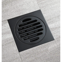 Bonde de sol en laiton noir 10 x 10 cm pour douche, WC et salle de bain - Cadeau surprise