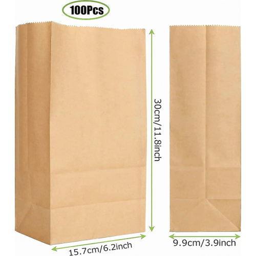 100 τμχ Sac Papier Kraft, 15,5x10x30cm Sachet Kra 1