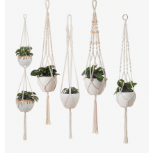Ensemble de 5 suspensions pour plantes en macramé, style bohème, en corde de coton, pour pots de fl