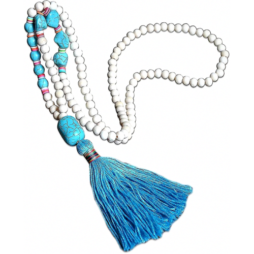 Collares estilo boho para mujer, collar largo de madera con cuentas y