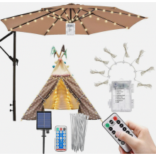 Compatible Parasol Lights, 8 Modes Patio Umbrella Lights With 104 Leds, Waterproof Garden Parasol Lights Solar Energy Powered, Dimmable With Timer Re