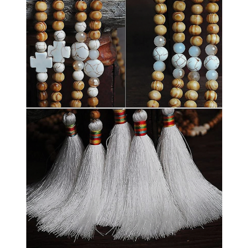 Collares estilo boho para mujer, collar largo de madera con cuentas y 2