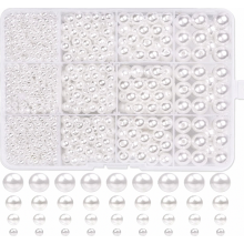 Glass Beads White Faux Pearl Round Beads White Imitation Beads Compatible Jewellery Making Necklace Bracelets Jewellery Crafts (diameter 4, 6, 8, 10