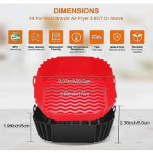 Set van 2 siliconen inzetstukken voor de airfryer, 8,5 inch vierkante siliconen mand voor de airfryer, hittebestendig, gemakkelijk schoon te maken, a