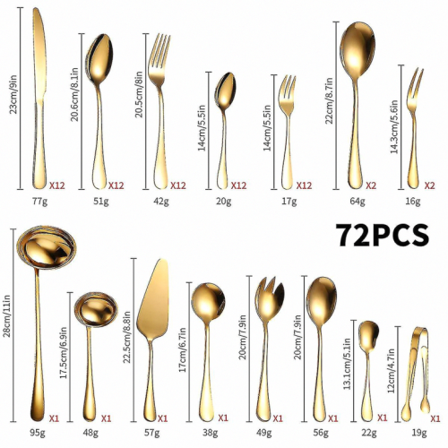 72-piece Stainless Steel Flatware Set Cutlery Tableware Set Compatible Home_Surprise Gift 1