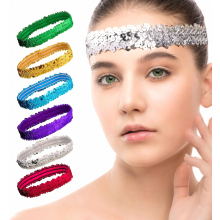 Set di 6 fasce per capelli con paillettes, fascia sportiva glitterata elastica e scintillante, regalo a sorpresa.