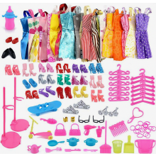 Set da 85 pezzi di vestiti, scarpe, gioielli e accessori per bambole Barbie - Gioco di vestire - Regalo a sorpresa
