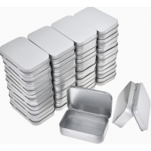 Boîtes métalliques rectangulaires vides à charnière - Lot de 30 mini boîtes de rangement argentées