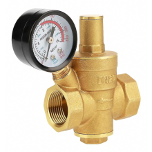 Dn25 Verstelbare Waterdrukregelaar, Messing Waterdrukregelaar + Manometer Waterdrukmeter (dn25)_(happyshop)_Verrassingscadeau