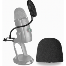Yeti X Mic Pop Filter s penovým veterným štítom - 4-palcový 3-vrstvový veterný pop filter, štít a p