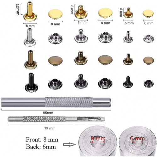 300 Pcs Leather Rivets Double Cap Rivets Kit With 3 Pc Fixing Tool Kit_Surprise Gift 1