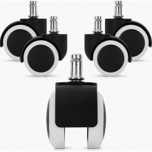 Bureaustoelwielen 11 mm - Set van 5 meubelwielen met een diameter van 50 mm. Geschikt voor houten, laminaat en tegelvloeren - Wit_Verrassingscadeau