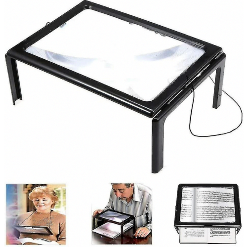 Rectangular Magnifier Compatible Visually Impaired 3x Full Page Magnifier Magnifier With Hands-free Light_Surprise Gift