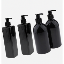 4 Pack Black 500ml Empty Plastic Pump Bottles, Refillable Bottles Compatible Lotions, Liquid, Shampoo_Surprise Gift