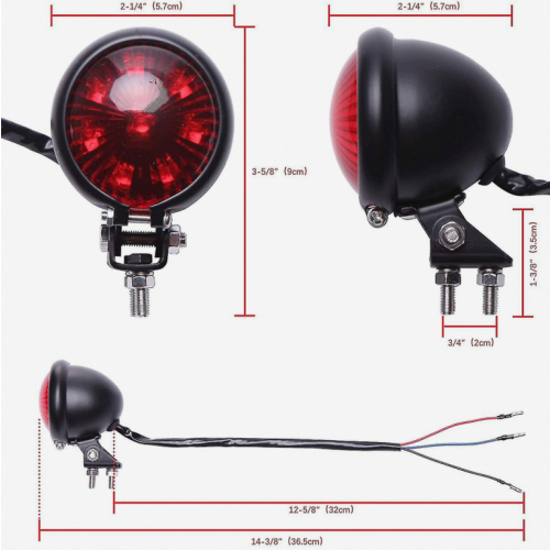 Κόκκινο 12v LED μαύρο πίσω φως φρένων συμβατό με 2