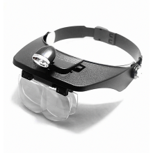 Portable Head Wearing Magnifying Glass Lens Eyeglass Interchangeable Mount Bracket Headband Magnifier With 2 Led Lights 4 Lenses Compatible Reading,