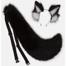 Diadema con cola y orejas de zorro, gato, perro y lobo, accesorio par