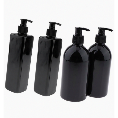 4 Pack Black 500ml Empty Plastic Pump Bottles, Refillable Bottles Compatible Lotions, Liquid, Shampoo_Surprise Gift 2
