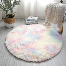 Rond pluizig vloerkleed, geschikt voor meisjeskamers, 60 cm (23,6 inch) pluizig rond vloerkleed, geschikt voor tienerkamers, pluche shaggy tapijt, sc