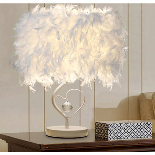 White Feather Table Lamp Night Bedside Light_Surprise Gift
