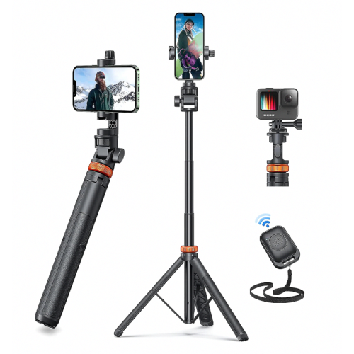 Trípode para teléfono de 62", trípode para selfie Eucos con control r