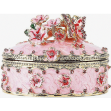 Kristallen sieradendoosjes met scharnier, handbeschilderd roze bloemen- en vlinderpatroon, juwelendoosje, geschikt voor meisjes - verrassingscadeau