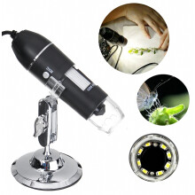 Microscope numérique portable 1600X 8 LED 2MP avec zoom USB - Caméra biologique - Cadeau surprise