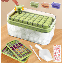 Ice Cube Tray with Lid, Food-Grade Ice Cube Moulds, Release All Ice Cubes in One Second, Reusable 64 Ice Cube Tray Compatible Freezer Ice Cube Maker_