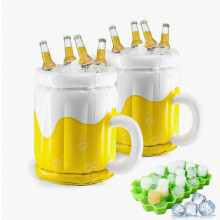 Lot de 2 seaux à glace gonflables pour bière, plateau de service gonflable en forme de verre, suppo