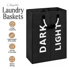 Laundry Basket Double Hamper Large Washing Clothes Storage Bin Black