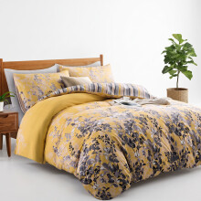 (Ocher-Blossom, Double) Reversible Duvet Quilt Cover Bedding Set With Pillow Cases Single Double King