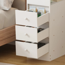 Slim Bedside Table with 3 Drawers 30x25x66.5cm Narrow Nightstand Storage Cabinet White