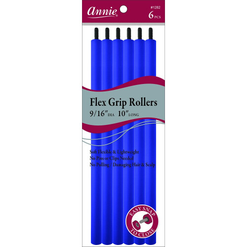 Rouleaux de Cheveux Flex Grip Annie, Bleus, 6 Comptes