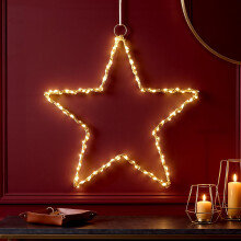 GEEZY LED Star Light Gold Metal Wire 50cm Battery Powered Warm White Indoor Xmas Gift