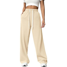 Pantalones de Chándal de Algodón para Mujer Joggers Holgados Beige Talla L — pantalones deporte mujer