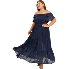 Maxikleid Abendkleid Elegant Schulterfrei Dunkelblau Plus Size 3XL — hochzeitsgast kleid, festliche mode damen