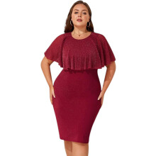 Abendkleid Festkleid Glitzer Plus Size Rot XL — cocktailkleid damen, partykleid lang, hochzeitsgast kleid