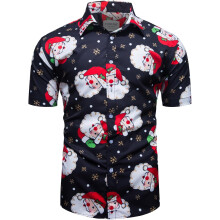 Men's Christmas Hawaiian Short Sleeve Shirt Black Size M — festive button down, holiday party outfit