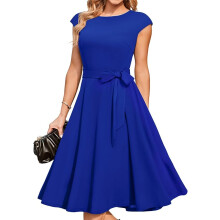 Cocktailkleid Festlich Retro Elegant Ausgestellt Dunkelblau L — abendkleid midi, 50er jahre kleid, a-linien kleid blau