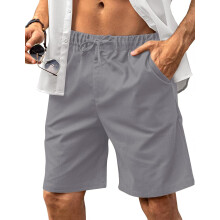 Herren Leinen Shorts Bermudas Atmungsaktiv Leicht Grau Größe M — sommerhose herren, leinenhose kurz